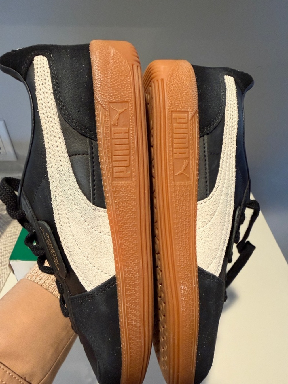 Puma Palermo Black with White Stripe and Gum Sole - Picture 9 of 9
